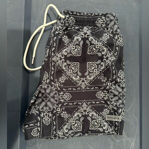 PacSun Black and White Athletic Bandana Shorts